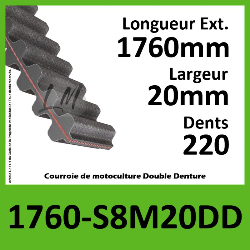 Courroie 1760-S8M20 Double denture