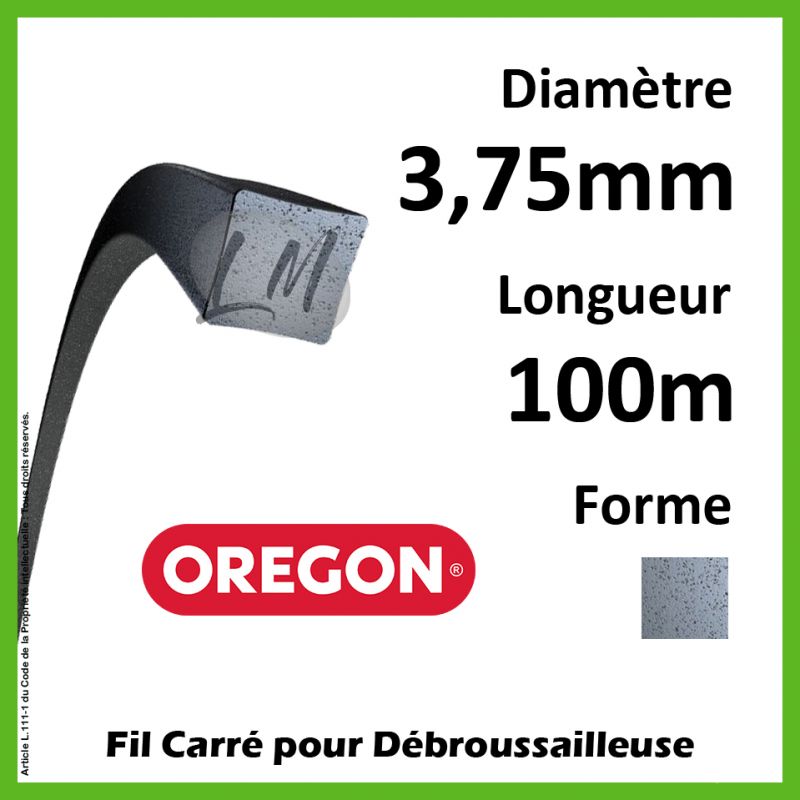 Fil Carré Oregon Nylium Gris 3.75mm x 100m