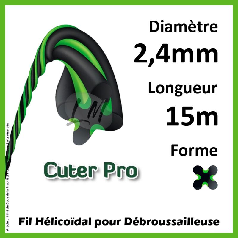 Fil débroussailleuse Hélicoïdal Cuter Pro 2.4mm x 15m