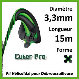 Fil débroussailleuse Hélicoïdal Cuter Pro 3.3mm x 15m