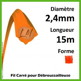 Fil Carré Nylon Orange 2.4mm x 15m