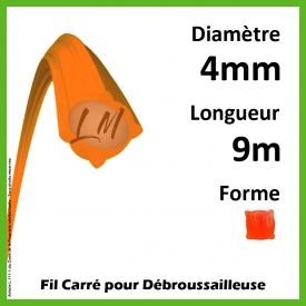 Fil Carré Nylon Orange 4mm x 9m