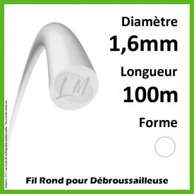 Fil Rond Nylon Blanc 1.6mm x 100m