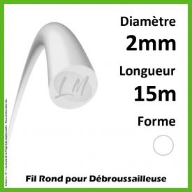 Fil Rond Nylon Blanc 2mm x 15m