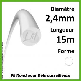 Fil Rond Nylon Blanc 2.4mm x 15m
