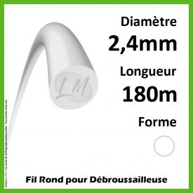 Fil Rond Nylon Blanc 2.4mm x 180m