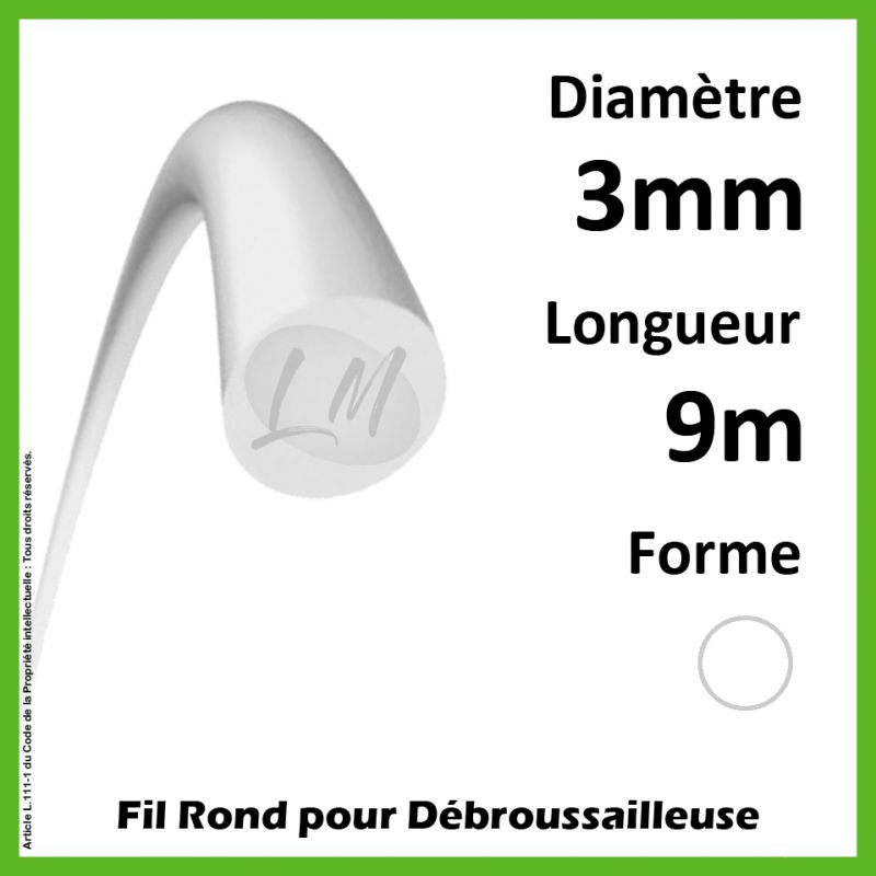 Fil Rond Nylon Blanc 3mm x 9m