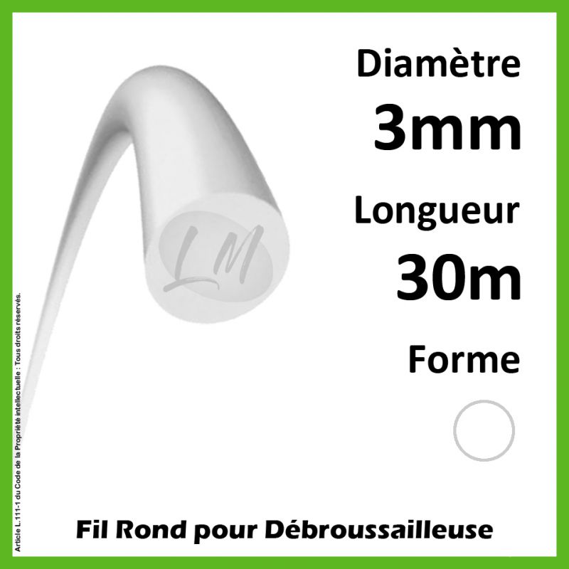 Fil Rond Nylon Blanc 3mm x 30m