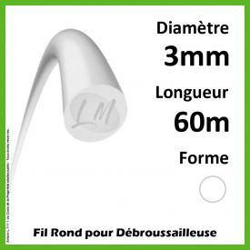 Fil Rond Nylon Blanc 3mm x 60m