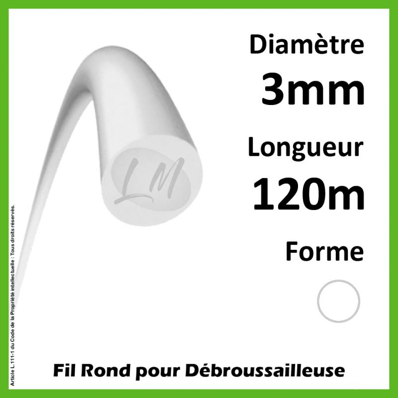 Fil Rond Nylon Blanc 3mm x 120m