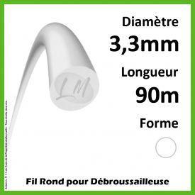 Fil Rond Nylon  Blanc 3.3mm x 90m