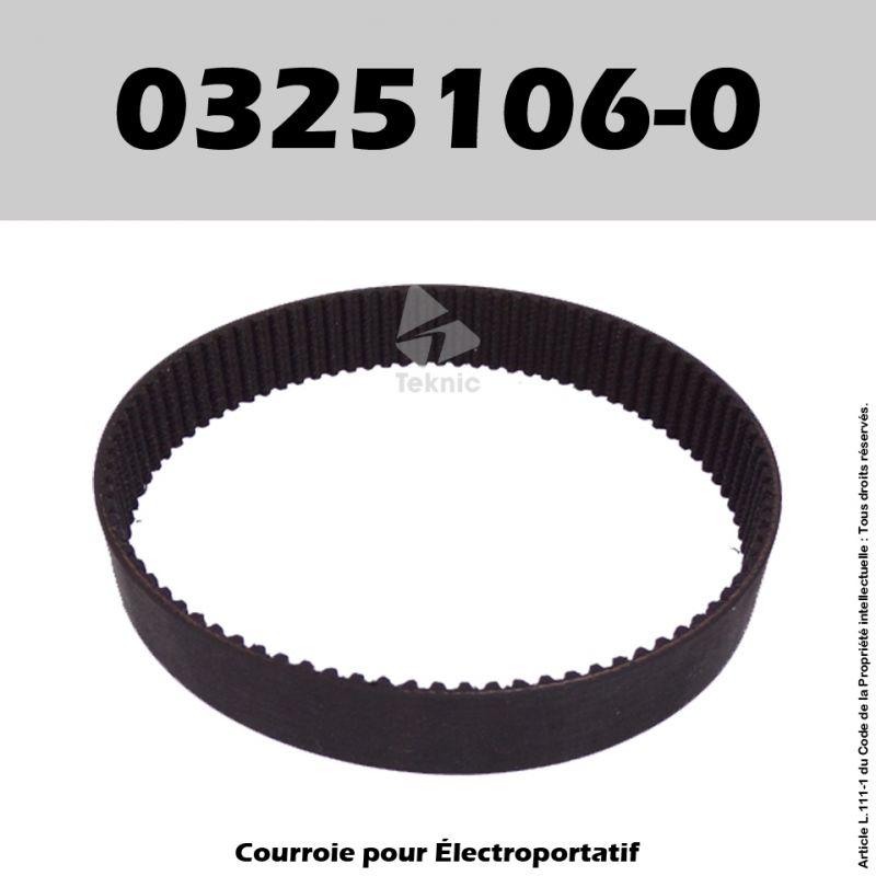 Courroie Elu 0325106-0 - HH40, HH40EK, HH40K, MF81/E, MFF80 "Type 4"