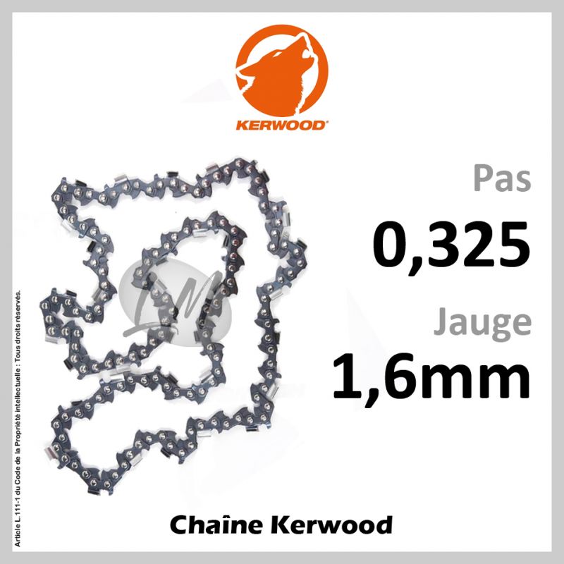 1,5mm Chaîne tronçonneuse KERWOOD 25 pieds 0,325/"