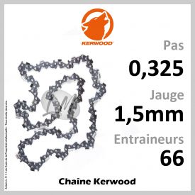 Chaîne KERWOOD 66 Entraineurs, Pas : 0,325 - Jauge : 1,5mm