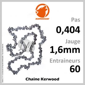 Chaîne KERWOOD 60 Entraineurs, Pas : 0,404 - Jauge : 1,6mm