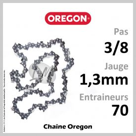 Chaîne Oregon 70 Entraineurs Super 70, Pas : 3/8 - Jauge : 1,3mm. 72LPX070E