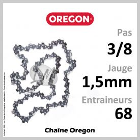Chaîne Oregon 68 Entraineurs Super 70, Pas : 3/8 - Jauge : 1,5mm. 73LPX068E