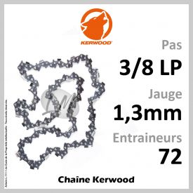 Chaîne KERWOOD 72 Entraineurs, Pas : 3/8 LP - Jauge : 1,3mm