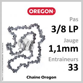 Chaîne Oregon 33 Entraineurs, Pas : 3/8 LP - Jauge : 1,1mm. 90PX033E