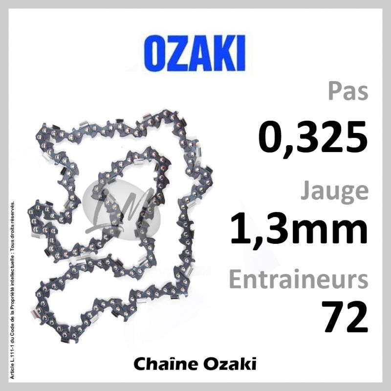 Chaîne OZAKI 72 Entraineurs, Pas : 0,325 - Jauge : 1,3mm