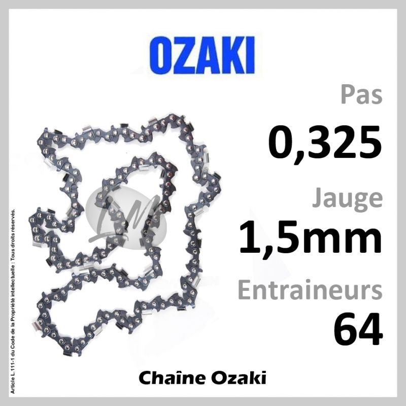 Chaîne OZAKI 64 Entraineurs, Pas : 0,325 - Jauge : 1,5mm