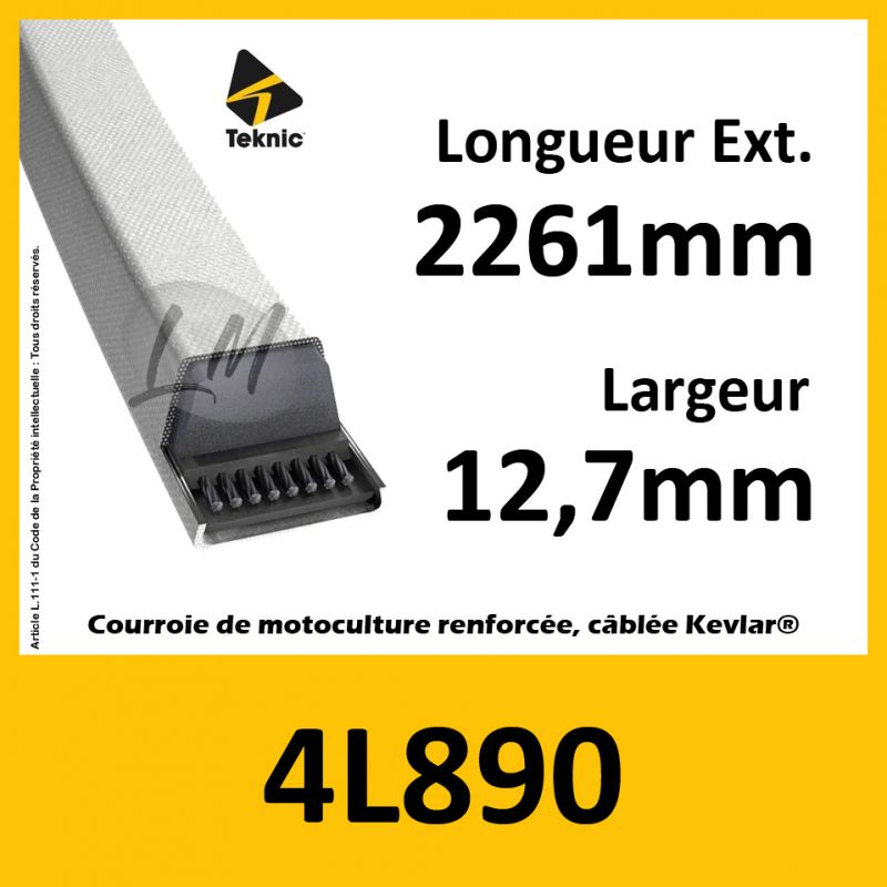 Courroie Trapézoïdale 4L890 - Teknic Courroie Trapézoïdale 4L890 - Teknic