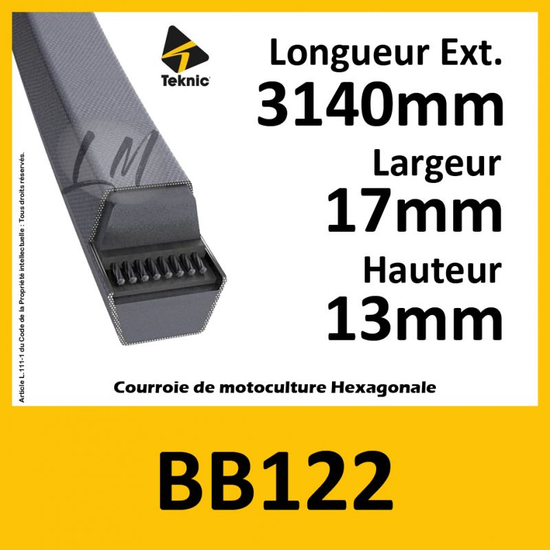 Courroie Hexagonale BB122 - Teknic