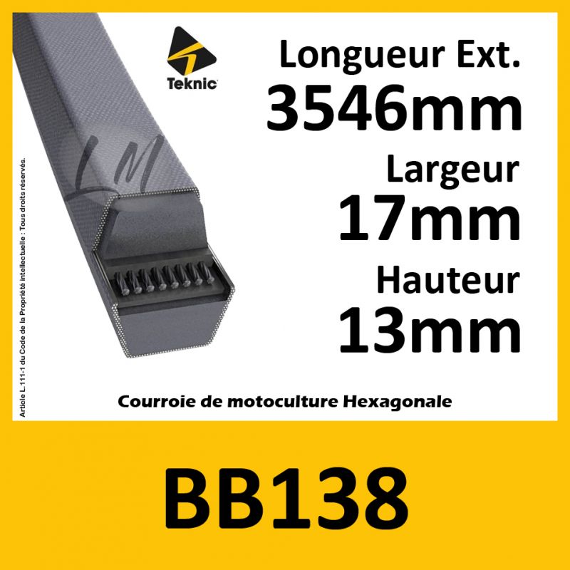 Courroie Hexagonale BB138 - Teknic