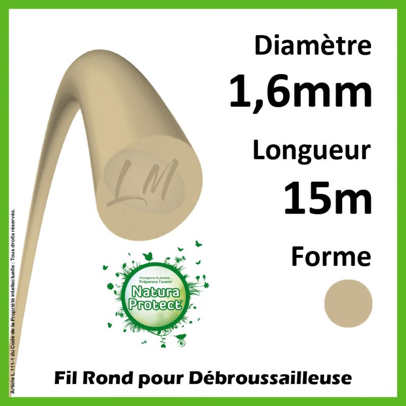 Fil Rond Natura Protect Beige/Vert 1,6mm x 15m