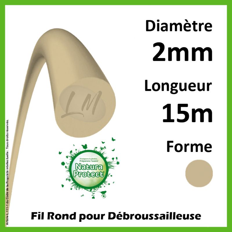 Fil Rond Natura Protect Beige/Vert  2mm x 15m