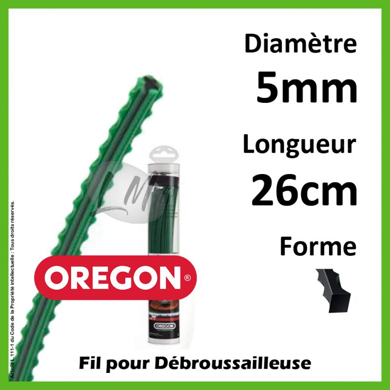 Fil Oregon Techni-Blade J/Vert 5mm x 26cm - 70 Brins