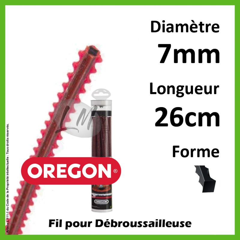 Fil Oregon Techni-Blade Rouge 7mm x 26cm - 40 Brins