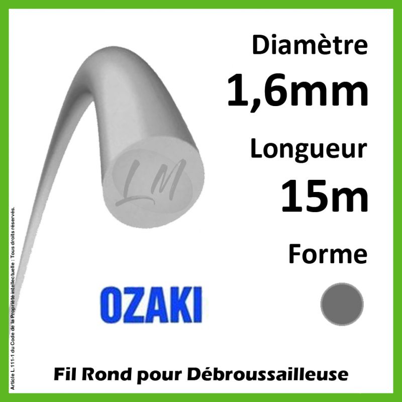 Fil Rond Ozaki Alu Line gris 1,6mm x 15m