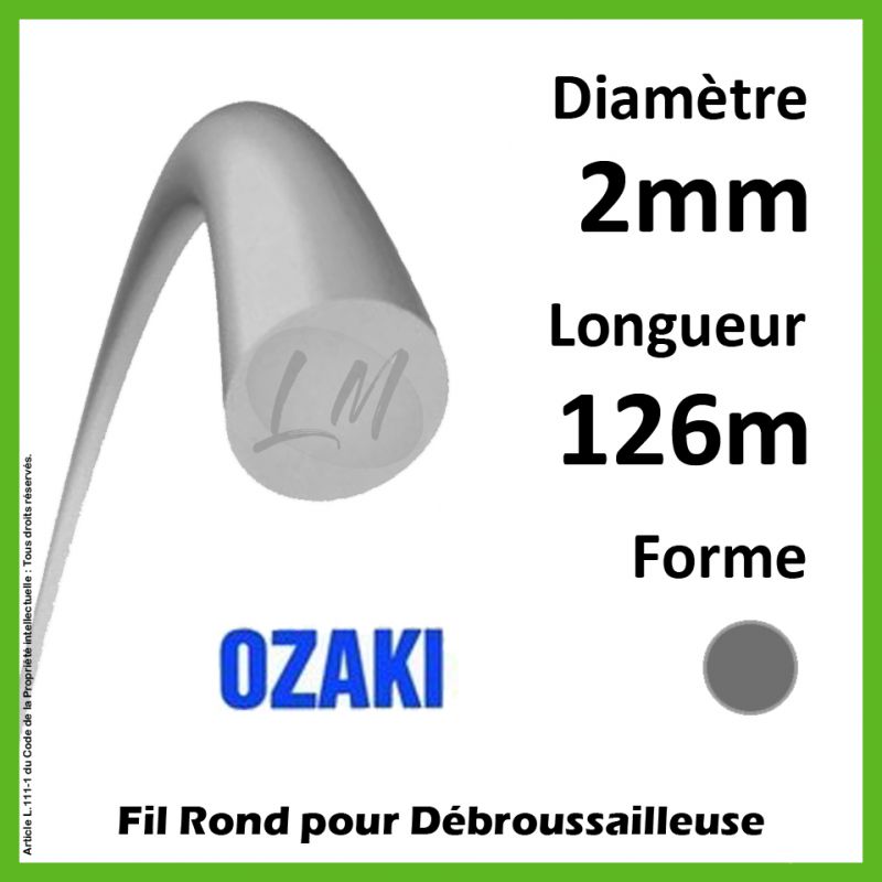 Fil Rond Ozaki Alu Line gris 2mm x 126m