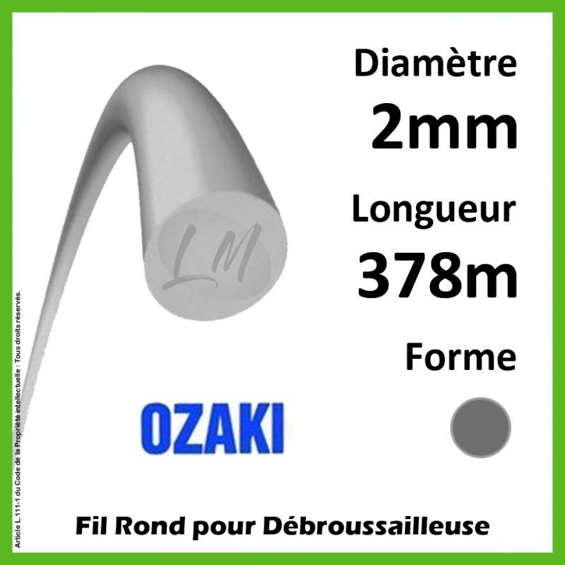 Fil Rond Ozaki Alu Line gris 2mm x 378m