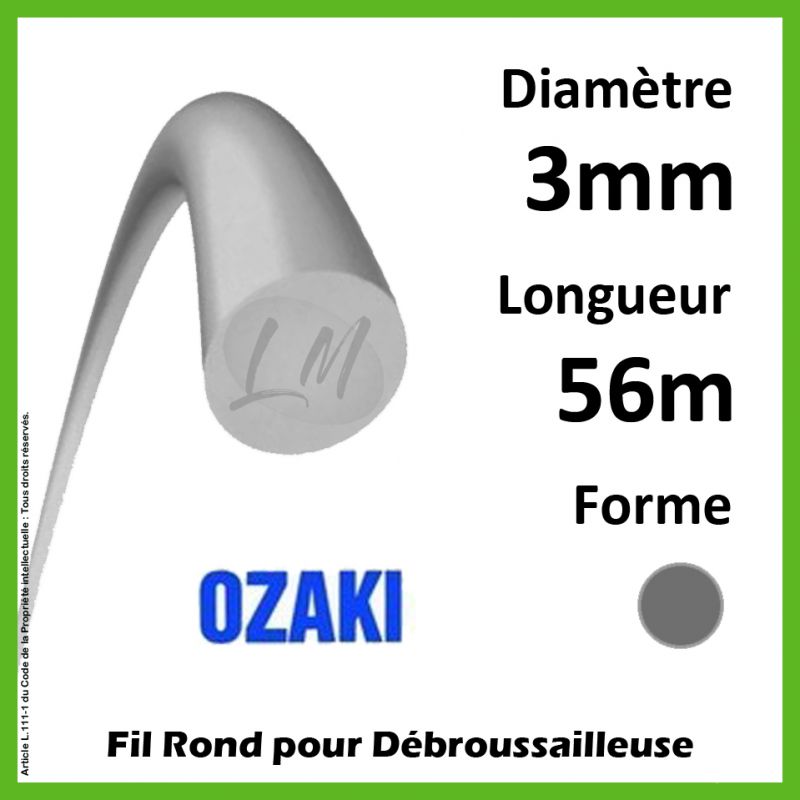 Fil Rond Ozaki Alu Line gris 3mm x 56m