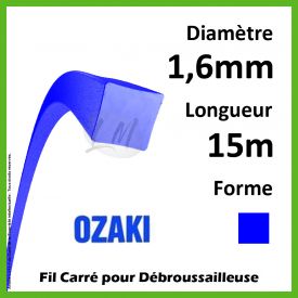 Fil Carré Ozaki Bleu 1,6mm x 15m