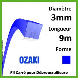 Fil Carré Ozaki Bleu 3mm x 9m