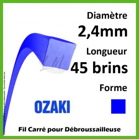 Fil Carré Ozaki Bleu 2,4mm x 30cm - 45 Brins