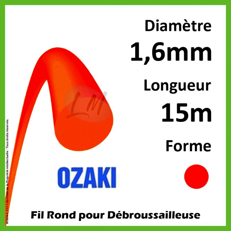 Fil Rond Ozaki Rouge 1,6mm x 15m