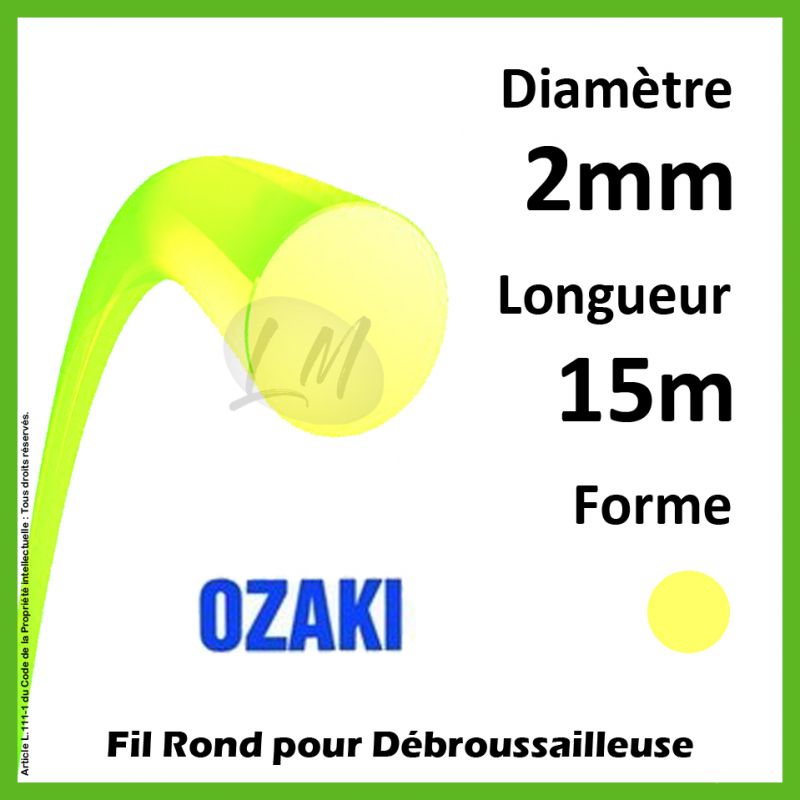 Fil Rond Ozaki Premium Line Jaune Fluo 2mm x 15m