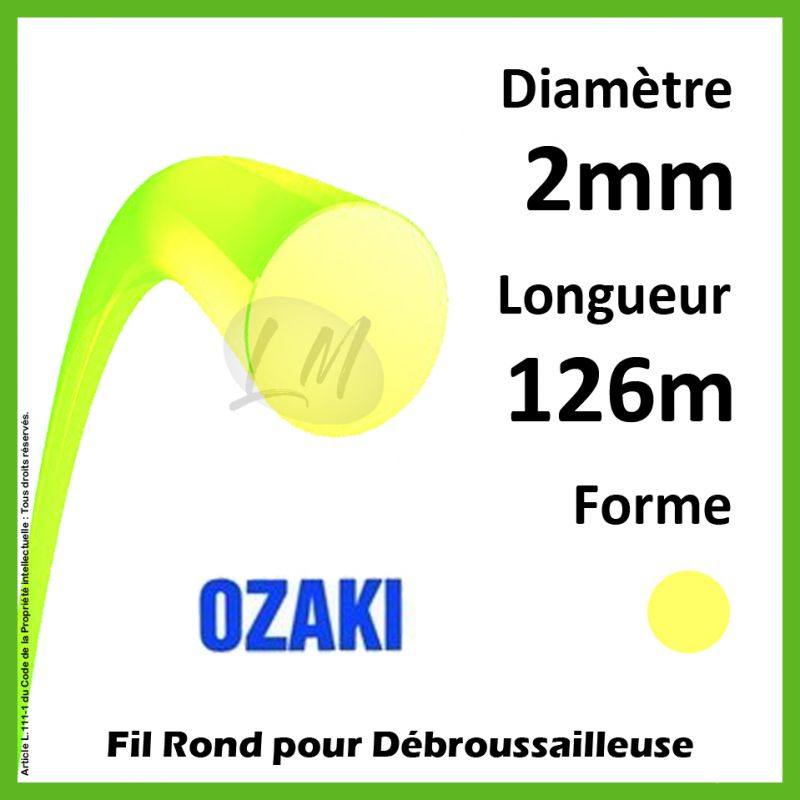 Fil Rond Ozaki Premium Line Jaune Fluo 2mm x 126m