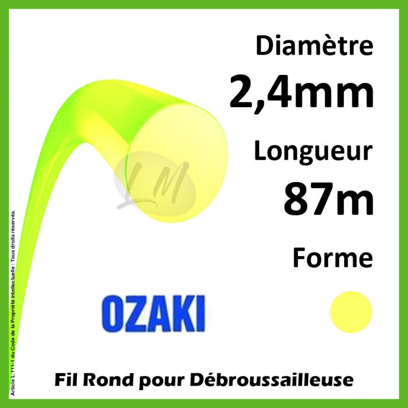 Fil Rond Ozaki Premium Line Jaune Fluo 2,4mm x 87m