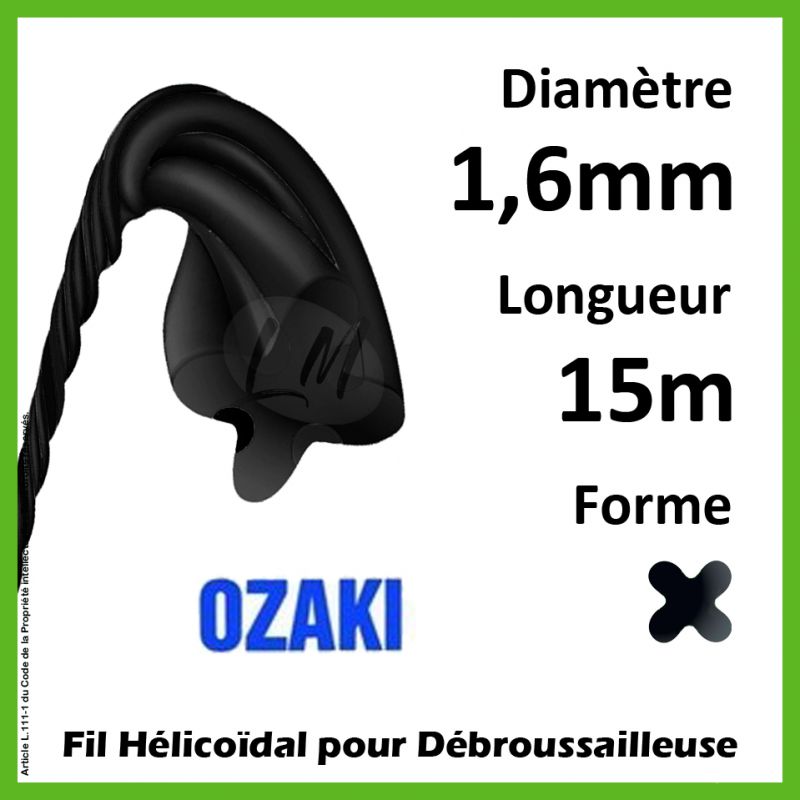 Fil Hélicoïdal Ozaki Twisted Power Silent Line Noir 1,6mm x 15m