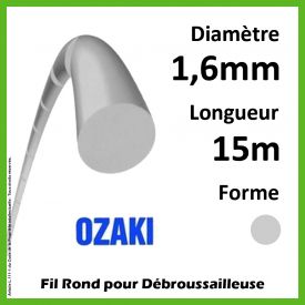 Fil Rond Strié Ozaki Energy Line Gris 1,6mm x 15m
