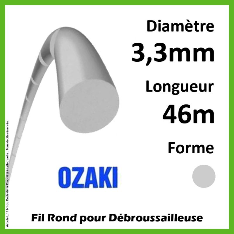 Fil Rond Strié Ozaki Energy Line Gris 3,3mm x 46m